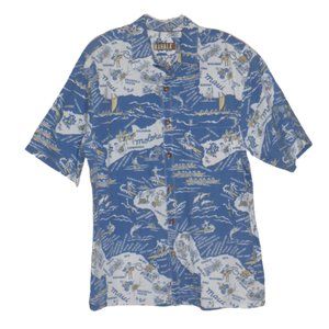 Kahala Island Map Hawaiian Aloha Button Shirt